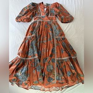 Anthropologie 100% cotton puff sleeve dress